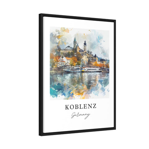 Koblenz Germany Art, Koblenz Print, Koblenz Watercolor Art, Rhine River Gift, Travel Print, Travel Poster, Housewarming Gift