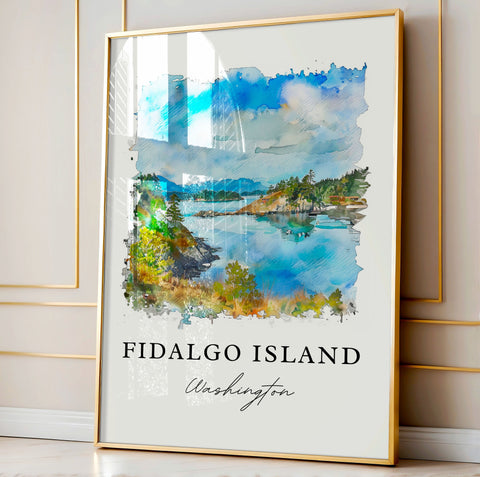 Fidalgo Island Art, Fidalgo Island Print, Skagit County Watercolor, Fidalgo WA Gift, Travel Print, Travel Poster, Housewarming Gift