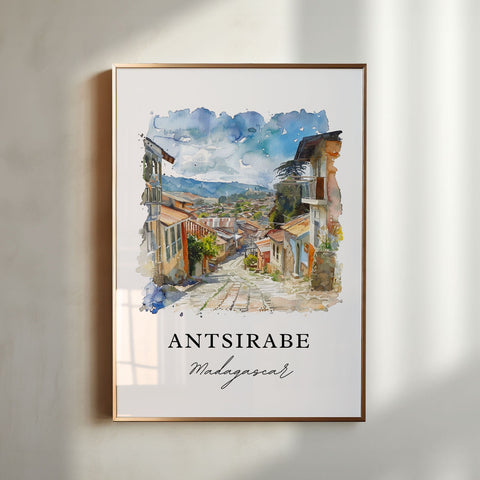 Antsirabe Wall Art, Antsirabe Print, Madagascar Watercolor, Vakinankaratra Region Gift, Travel Print, Travel Poster, Housewarming Gift