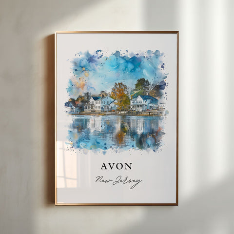 Avon NJ Wall Art, Avon Print, Avon by the Sea Watercolor, Avon New Jersey Gift, Travel Print, Travel Poster, Housewarming Gift