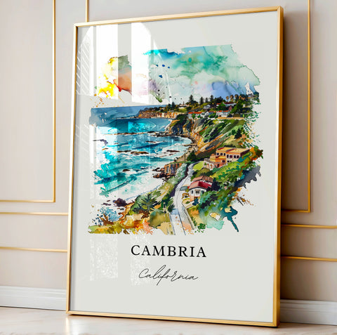 Cambria California Wall Art, Cambria Print, Cambria CA Watercolor, Cambria Gift, Travel Print, Travel Poster, Housewarming Gift