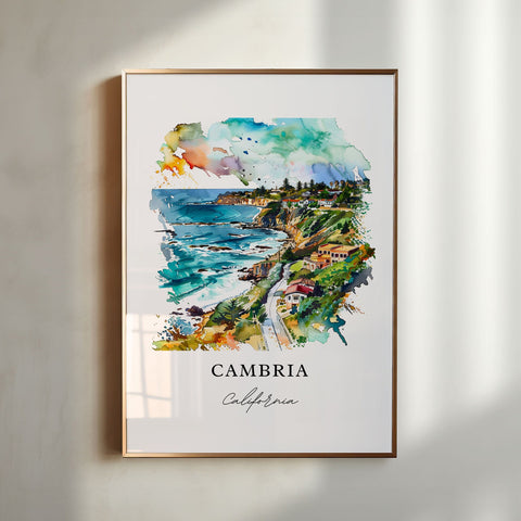 Cambria California Wall Art, Cambria Print, Cambria CA Watercolor, Cambria Gift, Travel Print, Travel Poster, Housewarming Gift