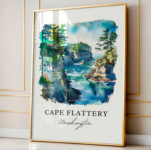 Cape Flattery WA Art, Olympic Peninsula WA Print, Cape Flattery Watercolor, Washington Gift, Travel Print, Travel Poster, Housewarming Gift