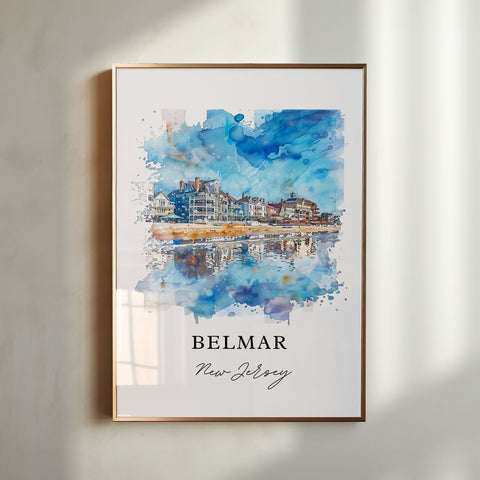 Belmar NJ Wall Art, Belmar Print, Belmar Watercolor, Jersey Shore Gift, Travel Print, Travel Poster, Housewarming Gift