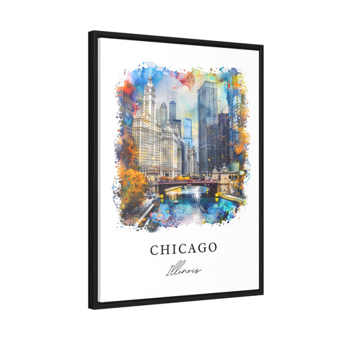 Chicago IL Wall Art, Chicago Print, Chicago Watercolor, Chicago Illinois Gift, Travel Print, Travel Poster, Housewarming Gift