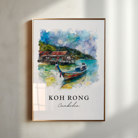 Koh Rong Wall Art, Koh Rong Print, Cambodia Watercolor Art, Koh Rong Cambodia Gift, Travel Print, Travel Poster, Housewarming Gift