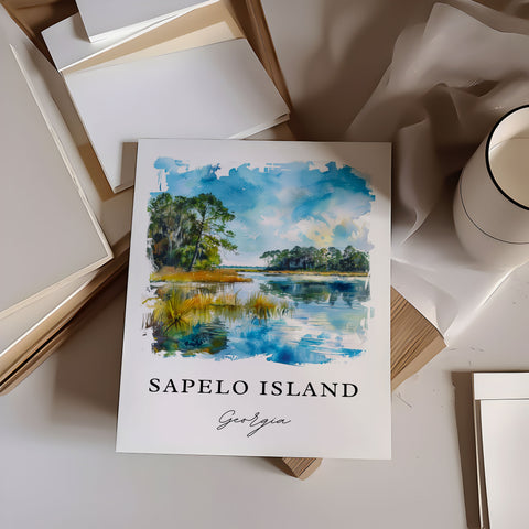 Sapelo Island Art, Sapelo Island Georgia Print, Sapelo Watercolor, McIntosh County GA Gift, Travel Print, Travel Poster, Housewarming Gift