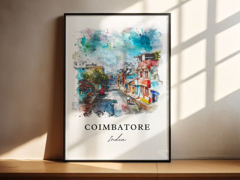 Coimbatore India Wall Art, Tamil Nadu Print, Coimbatore Watercolor Art, Peelamedu India Gift, Travel Print, Travel Poster, Housewarming Gift