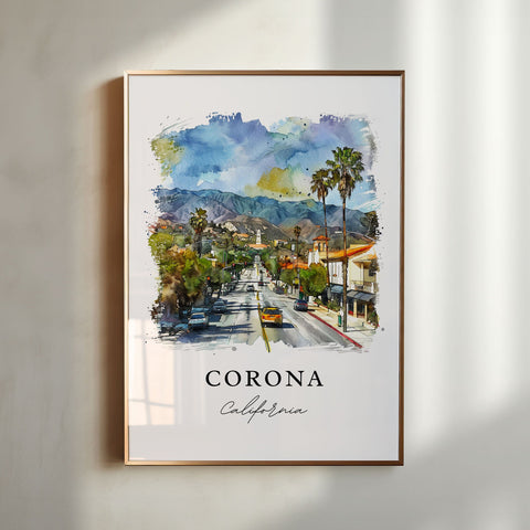 Corona California Art, Corona Print, Riverside CA Watercolor Art, Corona California Gift, Travel Print, Travel Poster, Housewarming Gift