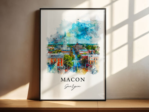 Macon Georgia Art, Macon GA Print, Macon Watercolor Art, Macon Georgia Gift, Travel Print, Travel Poster, Housewarming Gift