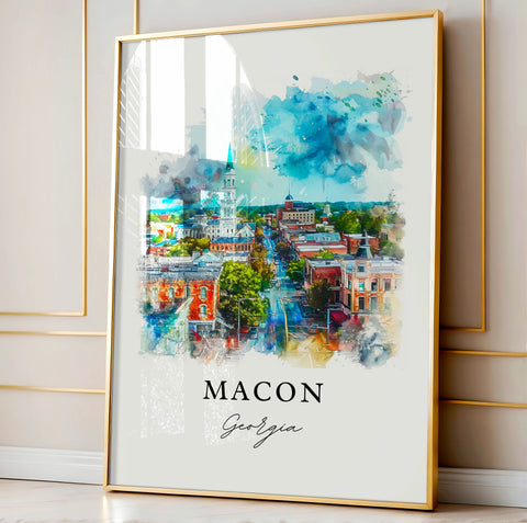 Macon Georgia Art, Macon GA Print, Macon Watercolor Art, Macon Georgia Gift, Travel Print, Travel Poster, Housewarming Gift