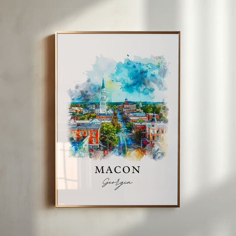 Macon Georgia Art, Macon GA Print, Macon Watercolor Art, Macon Georgia Gift, Travel Print, Travel Poster, Housewarming Gift