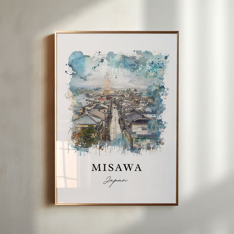 Misawa Japan Art, Misawa Japan Print, Misawa Watercolor Art, Aomori Prefecture Gift, Travel Print, Travel Poster, Housewarming Gift