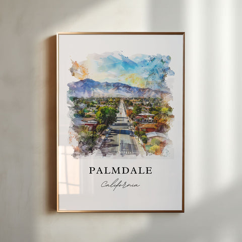 Palmdale CA Wall Art, Palmdale Print, Palmdale CA Watercolor Art, Palmdale Gift, Travel Print, Travel Poster, Housewarming Gift