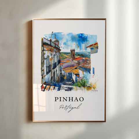 Pinhao Portugal Art, Pinhao Print, Pinhao Village Watercolor Art, Porto Portugal Gift, Travel Print, Travel Poster, Housewarming Gift