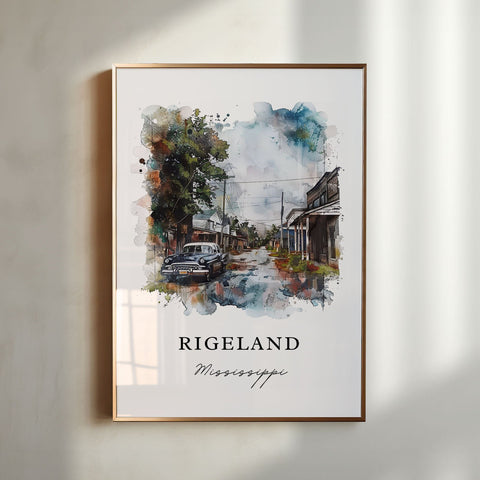 Rigeland MS Art, Rigeland Mississippi Print, Madison County MS Watercolor, Jackson MS Gift, Travel Print, Travel Poster, Housewarming Gift