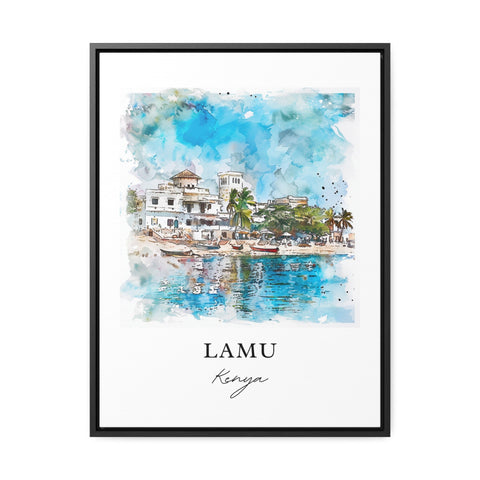 Lamu Kenya Wall Art, Lamu Print, Lamu Island Watercolor, Kenya Art Gift, Travel Print, Travel Poster, Housewarming Gift