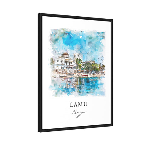 Lamu Kenya Wall Art, Lamu Print, Lamu Island Watercolor, Kenya Art Gift, Travel Print, Travel Poster, Housewarming Gift