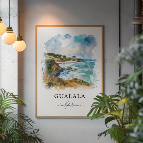 Gualala CA Wall Art, Gualala Print, Gualala California Watercolor, Mendocino California Gift, Travel Print, Travel Poster, Housewarming Gift