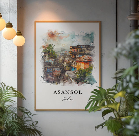 Asansol India Wall Art, Asansol Print, Asansol Watercolor Art, West Bengal Gift, Travel Print, Travel Poster, Housewarming Gift