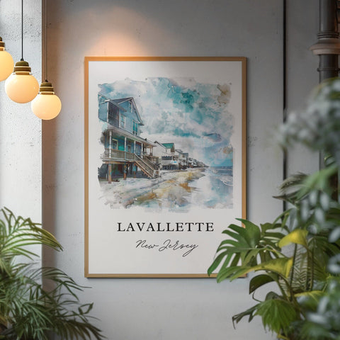 Lavallette NJ Wall Art, Lavallette Print, Jersey Shore Watercolor Art, Lavallette NJ Gift, Travel Print, Travel Poster, Housewarming Gift