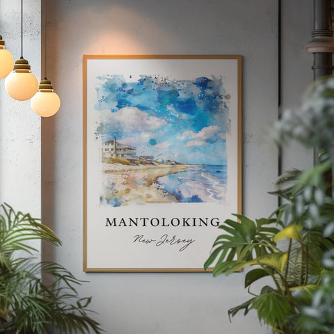 Mantaloking NJ Art, Mantaloking Print, Jersey Shore Watercolor Art, Mantaloking Gift, Travel Print, Travel Poster, Housewarming Gift