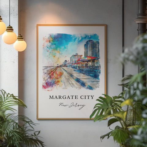 Margate City Wall Art, Margate NJ Print, Margate City Watercolor Art, Margate City Gift, Travel Print, Travel Poster, Housewarming Gift