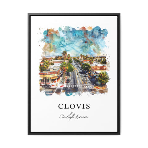 Clovis California Art, Clovis CA Print, Clovis Watercolor Art, Fresno County Cali Gift, Travel Print, Travel Poster, Housewarming Gift