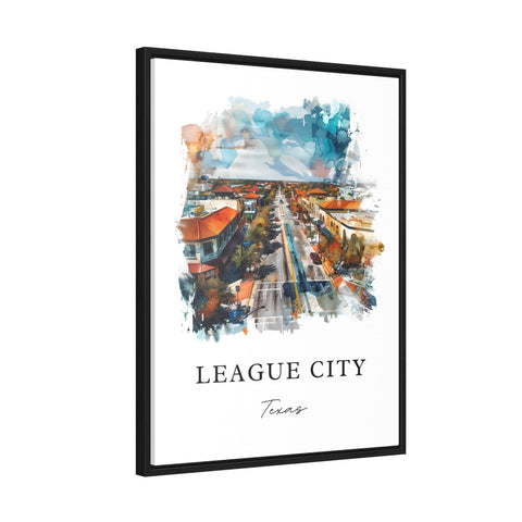 League City TX Wall Art, League City Print, Galveston Watercolor Art, Galveston County Gift, Travel Print, Travel Poster, Housewarming Gift