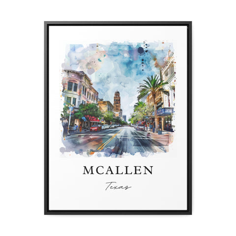 McAllen Texas Wall Art, McAllen Print, McAllen Watercolor Art, McAllen TX Gift, Travel Print, Travel Poster, Housewarming Gift