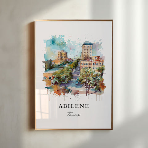 Abilene Texas Wall Art, Abilene TX Print, Abilene Watercolor Art, Jones County Texas Gift, Travel Print, Travel Poster, Housewarming Gift