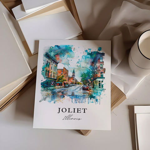 Joliet Illinois Wall Art, Joliet Print, Joliet Watercolor Art, Will County IL Gift, Travel Print, Travel Poster, Housewarming Gift