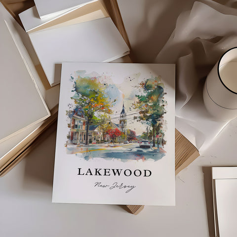 Lakewood NJ Wall Art, Lakewood Print, Lakewood Watercolor Art, Lakewood New Jersey Gift, Travel Print, Travel Poster, Housewarming Gift