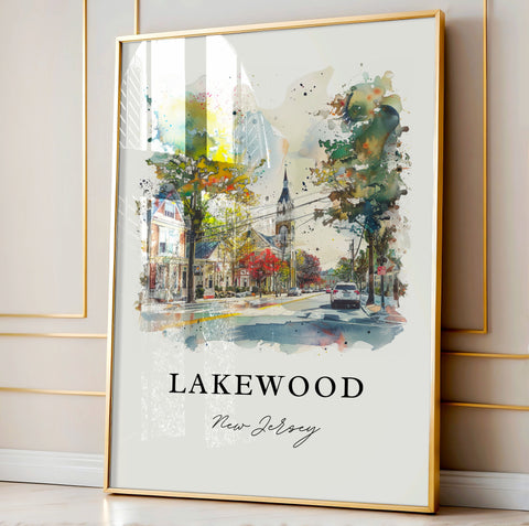 Lakewood NJ Wall Art, Lakewood Print, Lakewood Watercolor Art, Lakewood New Jersey Gift, Travel Print, Travel Poster, Housewarming Gift