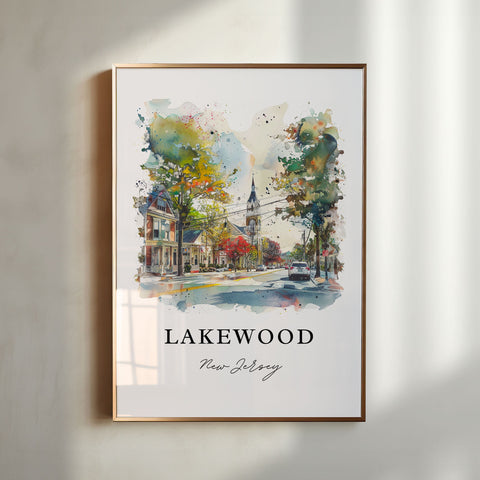 Lakewood NJ Wall Art, Lakewood Print, Lakewood Watercolor Art, Lakewood New Jersey Gift, Travel Print, Travel Poster, Housewarming Gift