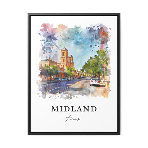 Midland TX Wall Art, Midland Print, Midland Watercolor Art, Midland Texas Gift, Travel Print, Travel Poster, Housewarming Gift