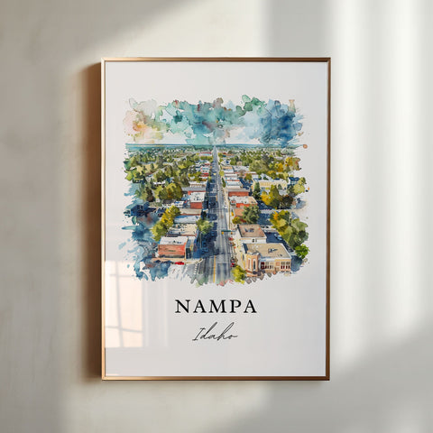 Nampa Idaho Art, Nampa ID Print, Nampa Watercolor Art, Nampa Idaho Gift, Travel Print, Travel Poster, Housewarming Gift