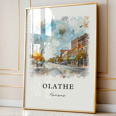 Olathe KS Wall Art, Olathe Print, Olathe Watercolor Art, Olathe Kansas Gift, Travel Print, Travel Poster, Housewarming Gift