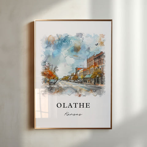 Olathe KS Wall Art, Olathe Print, Olathe Watercolor Art, Olathe Kansas Gift, Travel Print, Travel Poster, Housewarming Gift