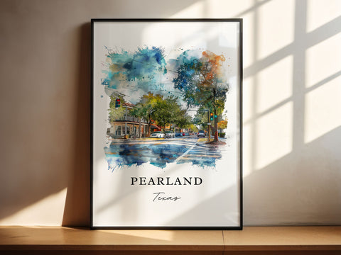 Pearland TX Wall Art, Pearland Texas Print, Pearland Watercolor Art, Brazoria County Gift, Travel Print, Travel Poster, Housewarming Gift