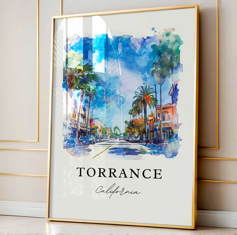 Torrance CA Wall Art, Torrance Print, Torrance Watercolor Art, Torrance California Gift, Travel Print, Travel Poster, Housewarming Gift