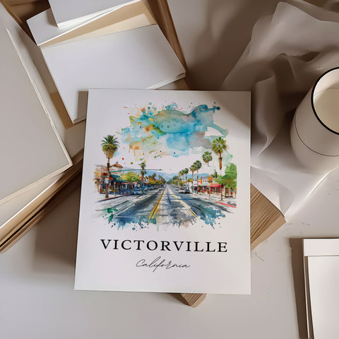 Victorville CA Wall Art, Victorville Print, Victorville Watercolor Art, San Bernardino Gift, Travel Print, Travel Poster, Housewarming Gift