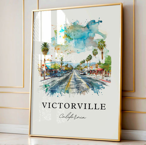 Victorville CA Wall Art, Victorville Print, Victorville Watercolor Art, San Bernardino Gift, Travel Print, Travel Poster, Housewarming Gift