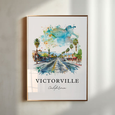 Victorville CA Wall Art, Victorville Print, Victorville Watercolor Art, San Bernardino Gift, Travel Print, Travel Poster, Housewarming Gift