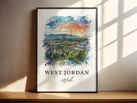 West Jordan UT Art, West Jordan Print, Salt Lake City Watercolor Art, West Jordan Gift, Travel Print, Travel Poster, Housewarming Gift