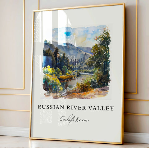 Russian River Valley Art, Sonoma Cali Print, Sonoma Watercolor Art, Russian River Valley Gift, Sonoma Travel Print, Housewarming Gift