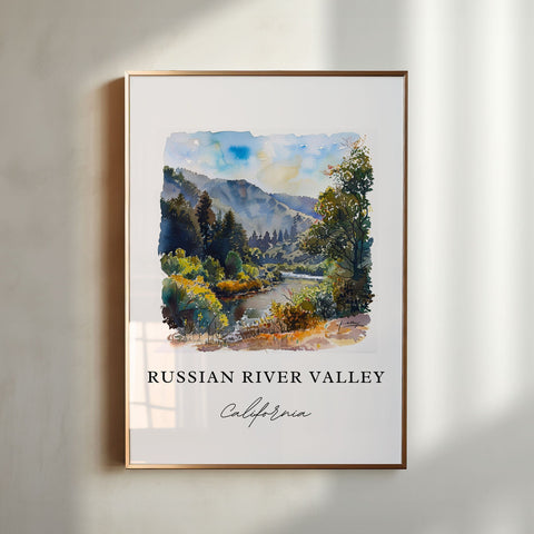 Russian River Valley Art, Sonoma Cali Print, Sonoma Watercolor Art, Russian River Valley Gift, Sonoma Travel Print, Housewarming Gift