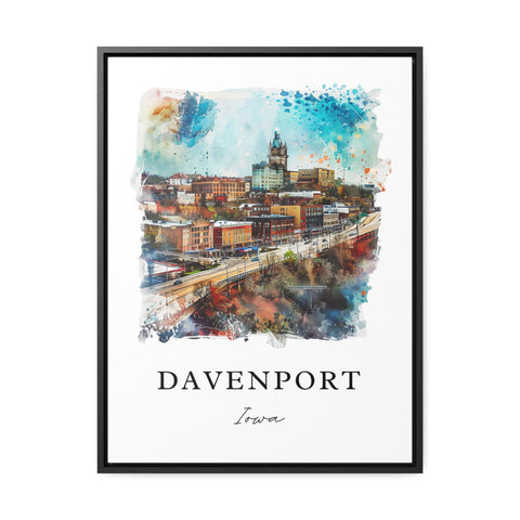 Davenport Iowa Art, Davenport Print, Davenport Watercolor Art, Davenport IA Gift, Travel Print, Travel Poster, Housewarming Gift