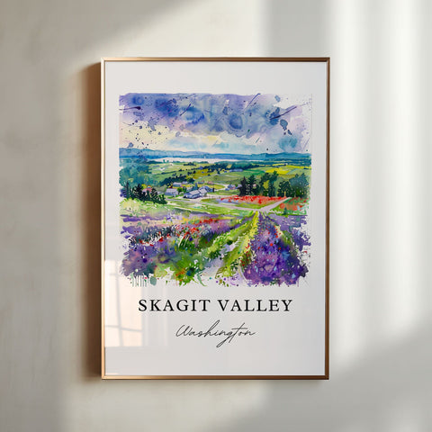 Skagit Valley Wall Art, Skagit Valley WA Print, Anacortes Watercolor Art, Skagit WA Gift, Travel Print, Travel Poster, Housewarming Gift