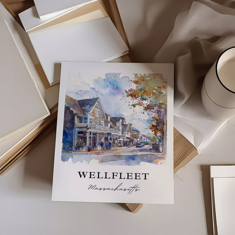 Wellfleet MA Wall Art, Wellfleet Print, Barnstable County Watercolor, Cape Cod Art Gift, Travel Print, Travel Poster, Housewarming Gift